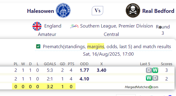 Halesowen Vs Real Bedford screenshot