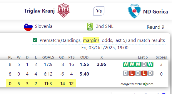 Triglav Kranj Vs ND Gorica screenshot