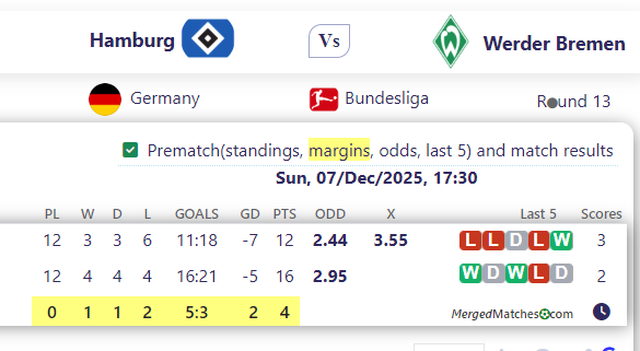 Hamburg Vs Werder Bremen screenshot