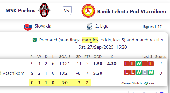 MSK Puchov Vs Banik Lehota Pod Vtacnikom screenshot