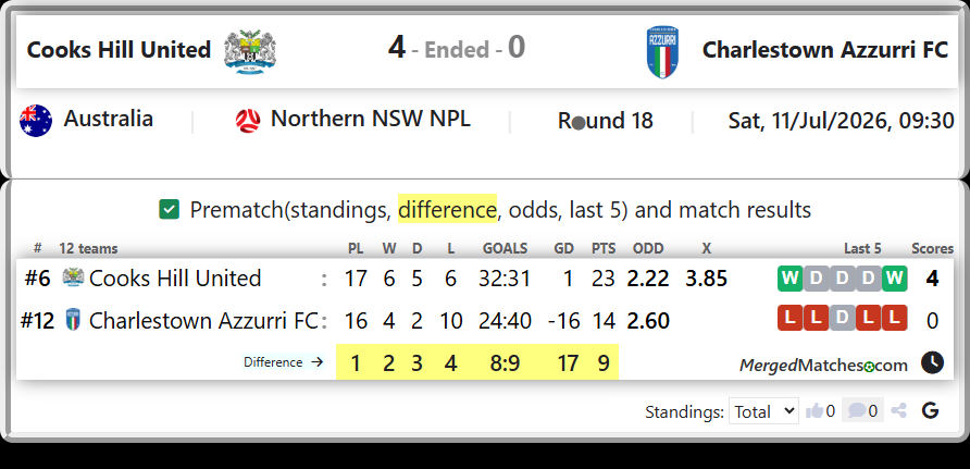 Cooks Hill United Vs Charlestown Azzurri FC screenshot