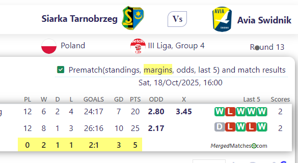 Siarka Tarnobrzeg Vs Avia Swidnik screenshot
