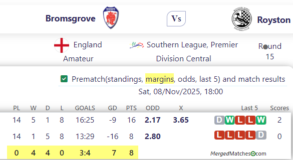 Bromsgrove Vs Royston screenshot