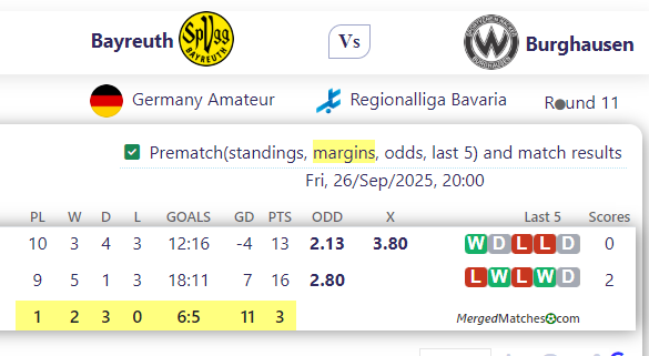 Bayreuth Vs Burghausen screenshot
