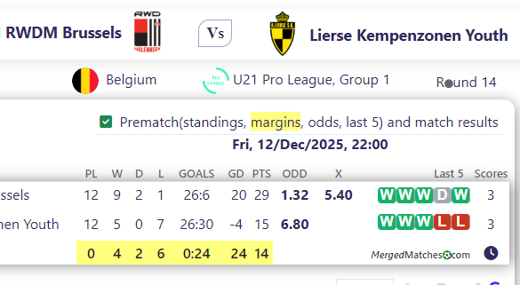 Jeugd RWDM Brussels Vs Lierse Kempenzonen Youth screenshot