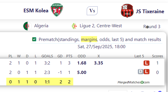 ESM Kolea Vs JS Tixeraine screenshot