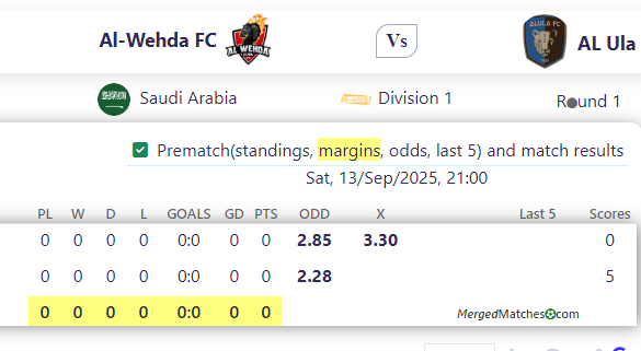 Al-Wehda FC Vs AL Ula screenshot