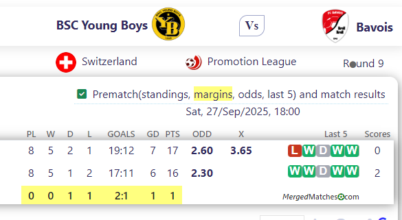 BSC Young Boys Vs Bavois screenshot