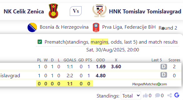 NK Celik Zenica Vs HNK Tomislav Tomislavgrad screenshot