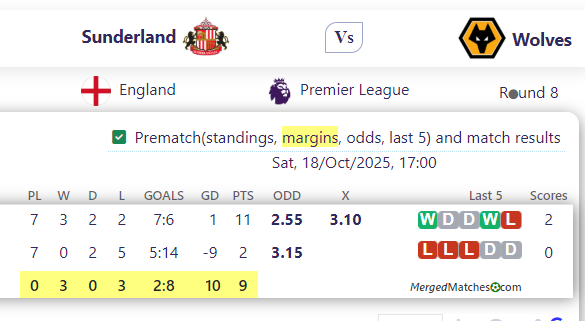 Sunderland Vs Wolves screenshot