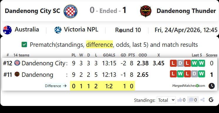 Dandenong City SC Vs Dandenong Thunder screenshot