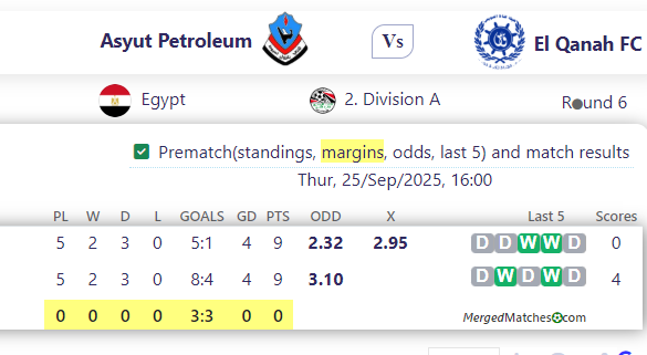 Asyut Petroleum Vs El Qanah FC screenshot