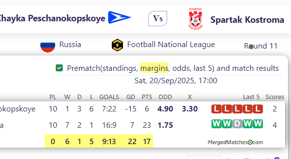 Chayka Peschanokopskoye Vs Spartak Kostroma screenshot