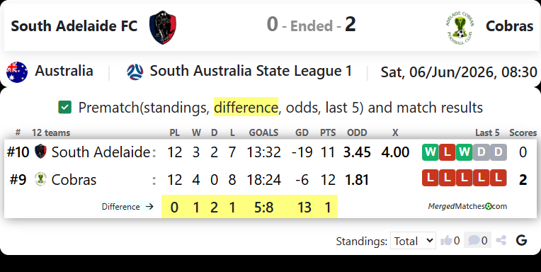South Adelaide FC Vs Adelaide Cobras screenshot