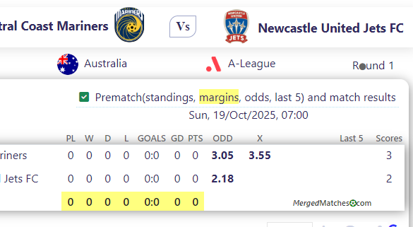 Central Coast Mariners Vs Newcastle United Jets FC screenshot