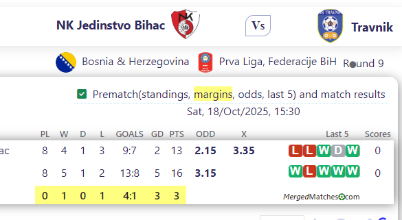 NK Jedinstvo Bihac Vs Travnik screenshot