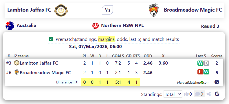 Lambton Jaffas FC Vs Broadmeadow Magic FC screenshot