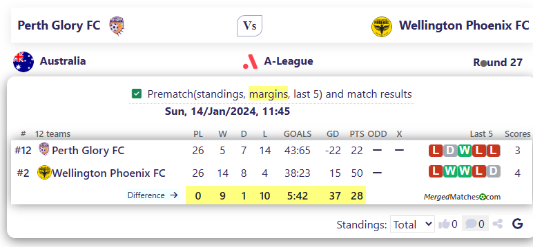 Perth Glory FC Vs Wellington Phoenix FC screenshot