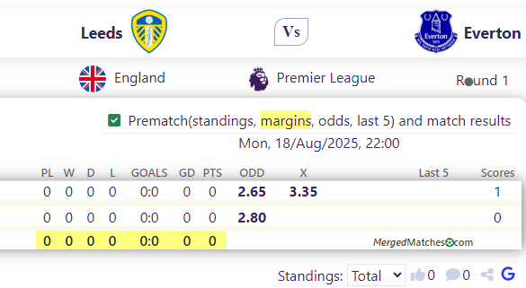 Leeds Vs Everton screenshot