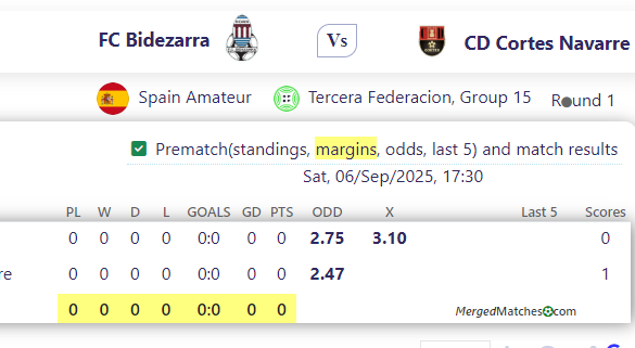 FC Bidezarra Vs CD Cortes Navarre screenshot