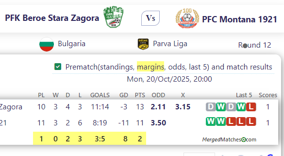 PFK Beroe Stara Zagora Vs PFC Montana 1921 screenshot