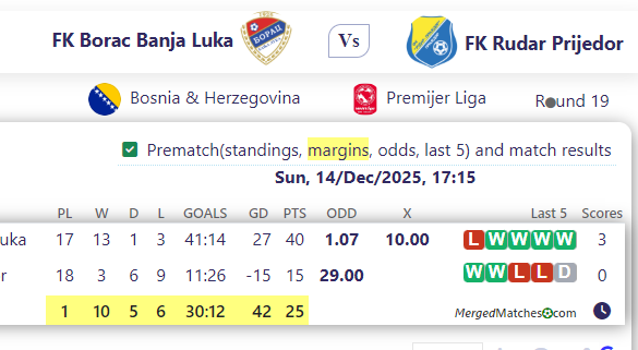 FK Borac Banja Luka Vs FK Rudar Prijedor screenshot