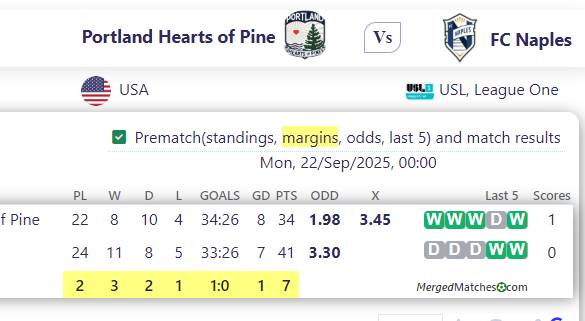 Portland Hearts of Pine Vs FC Naples screenshot