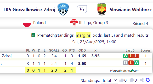 LKS Goczalkowice-Zdroj Vs Slowianin Woliborz screenshot