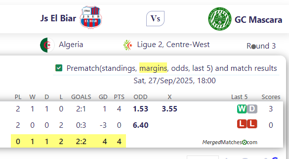 Js El Biar Vs GC Mascara screenshot