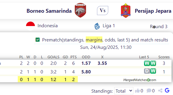 Borneo Samarinda Vs Persijap Jepara screenshot