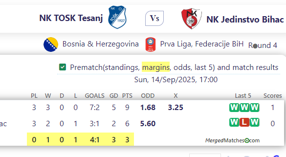 NK TOSK Tesanj Vs NK Jedinstvo Bihac screenshot