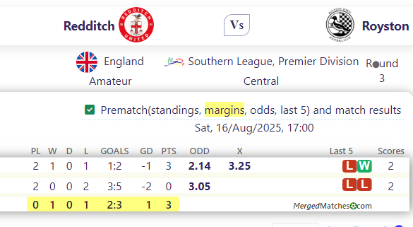 Redditch Vs Royston screenshot