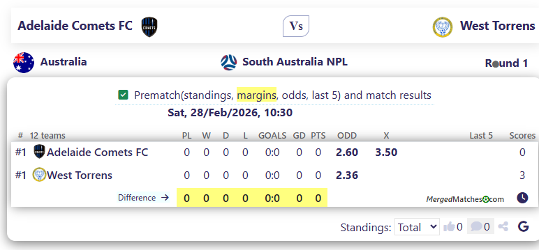 Adelaide Comets FC Vs West Torrens screenshot