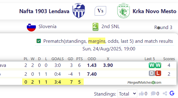 Nafta 1903 Lendava Vs Krka Novo Mesto screenshot