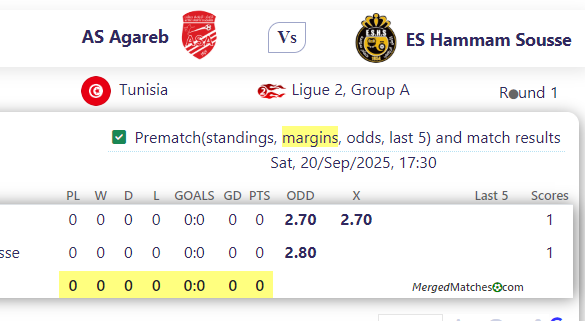 AS Agareb Vs ES Hammam Sousse screenshot
