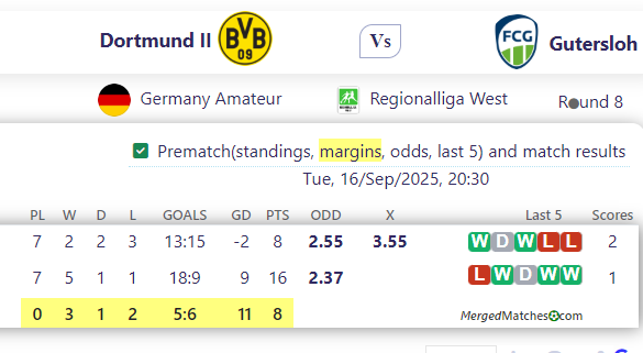 Dortmund II Vs Gutersloh screenshot