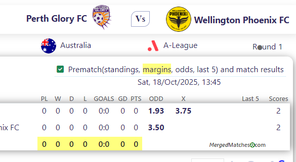 Perth Glory FC Vs Wellington Phoenix FC screenshot