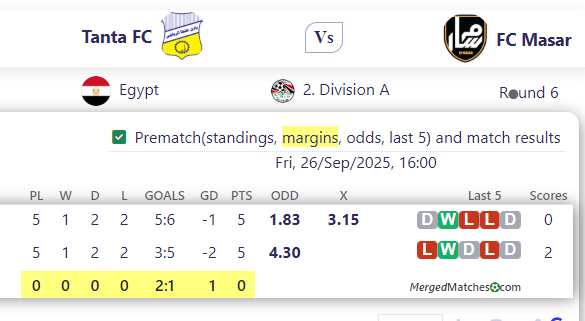 Tanta FC Vs FC Masar screenshot