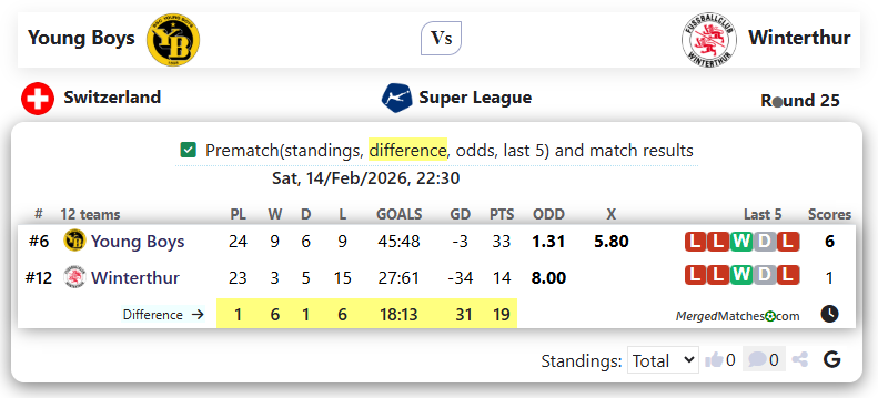 Young Boys Vs Winterthur screenshot