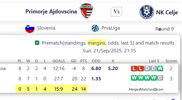Primorje Ajdo Vs cina Vs NK Celje screenshot