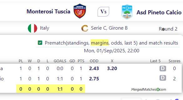 Monterosi Tuscia Vs Asd Pineto Calcio screenshot