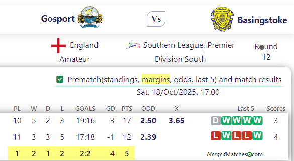 Gosport Vs Basingstoke screenshot