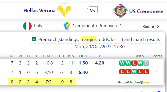 Hellas Verona Vs US Cremonese screenshot