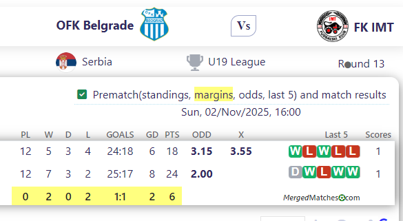 OFK Belgrade Vs FK IMT screenshot