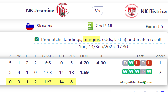 NK Jesenice Vs NK Bistrica screenshot
