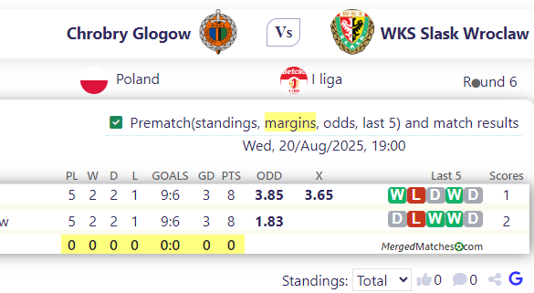 Chrobry Glogow Vs WKS Slask Wroclaw screenshot