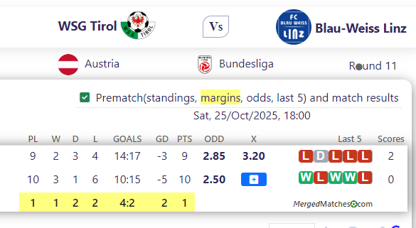 WSG Tirol Vs Blau-Weiss Linz screenshot