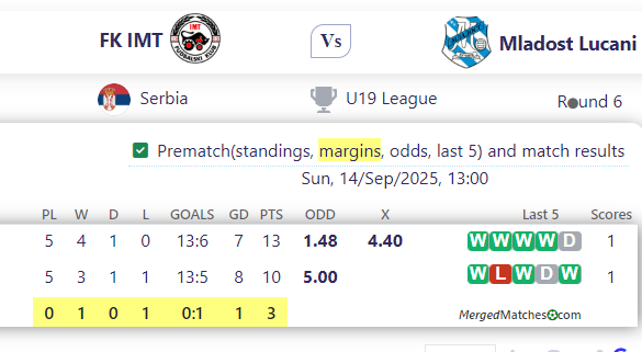 FK IMT Vs Mladost Lucani screenshot