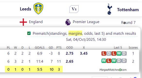 Leeds Vs Tottenham screenshot