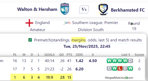 Walton & Hersham Vs Berkhamsted FC screenshot